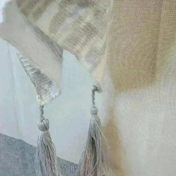 J.Jill Pure Jill Poncho Womens OS Zinc Grey Linen Blend Cape Lightweight Tassels - Picture 6 of 8